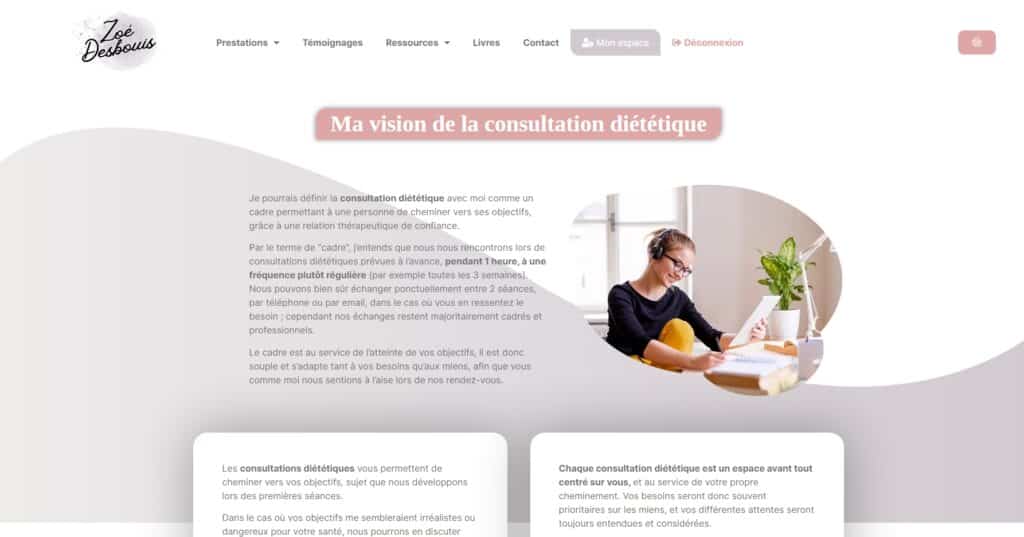 Refonte du site internet de Zoé Desbouis dieteticienne