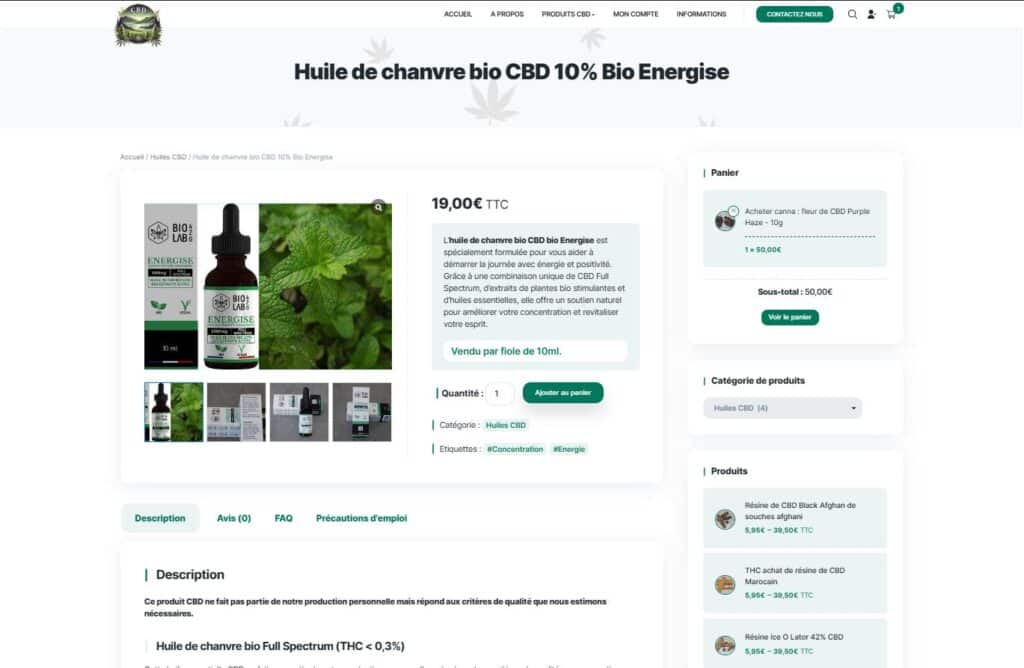 Création de site ecommerce Page Produit